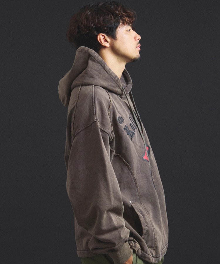 JACKROSE(ジャックローズ) |【The Rolling Stones×JACKROSE】 Lips&Tongue ヒョウ柄切替プルパーカー(MENS)
