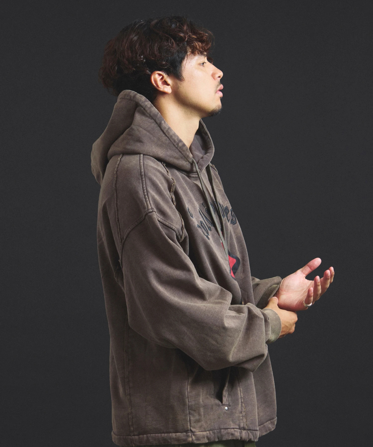 JACKROSE(ジャックローズ) |【The Rolling Stones×JACKROSE】 Lips&Tongue ヒョウ柄切替プルパーカー(MENS)