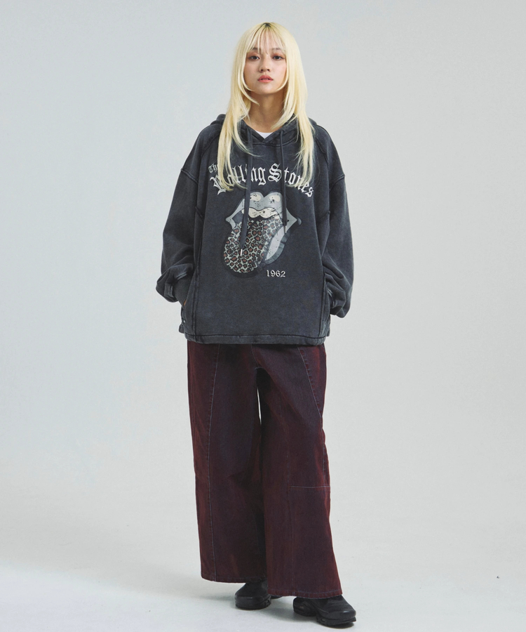 JACKROSE(ジャックローズ) |【The Rolling Stones×JACKROSE】 Lips&Tongue ヒョウ柄切替プルパーカー(MENS)