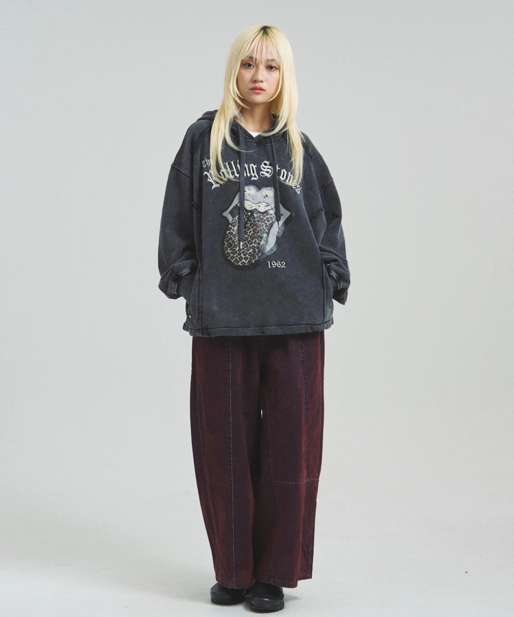 JACKROSE(ジャックローズ) |【The Rolling Stones×JACKROSE】 Lips&Tongue ヒョウ柄切替プルパーカー(MENS)