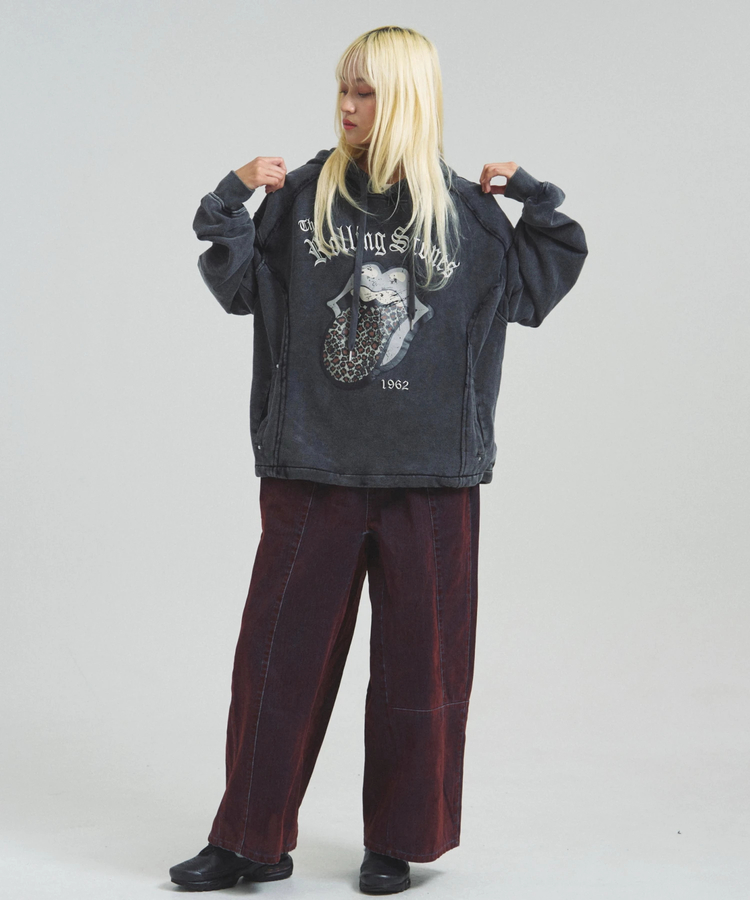 JACKROSE(ジャックローズ) |【The Rolling Stones×JACKROSE】 Lips&Tongue ヒョウ柄切替プルパーカー(MENS)