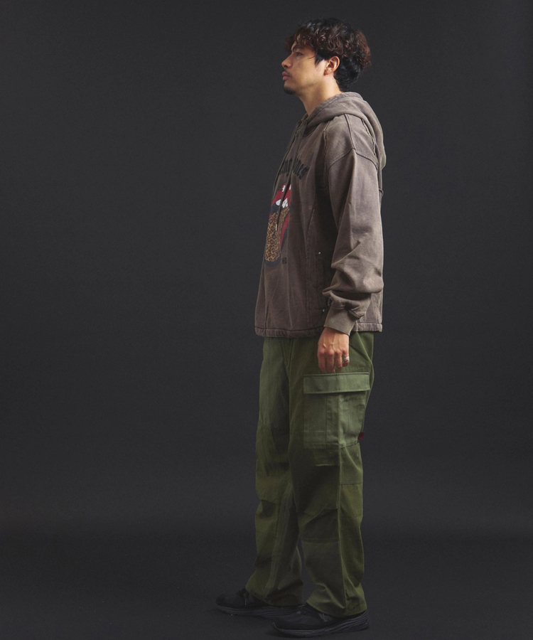 JACKROSE(ジャックローズ) |【The Rolling Stones×JACKROSE】 Lips&Tongue ヒョウ柄切替プルパーカー(MENS)