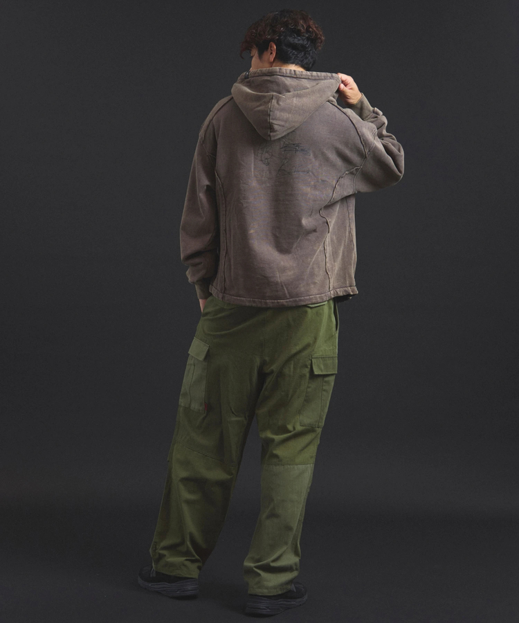 JACKROSE(ジャックローズ) |【The Rolling Stones×JACKROSE】 Lips&Tongue ヒョウ柄切替プルパーカー(MENS)