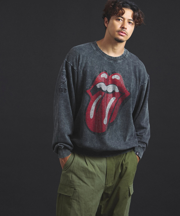The Rolling Stones×JACKROSE】 Lips&Tongue ラインストーンクルー