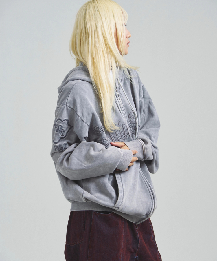 JACKROSE(ジャックローズ) |【The Rolling Stones×JACKROSE】 Lips&Tongue ラインストーンZIPパーカー(MENS)