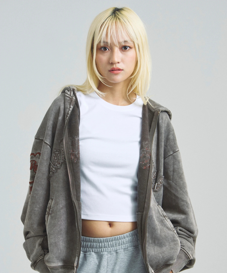 JACKROSE(ジャックローズ) |【The Rolling Stones×JACKROSE】 Lips&Tongue ラインストーンZIPパーカー(MENS)