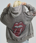 JACKROSE(ジャックローズ) |【The Rolling Stones×JACKROSE】 Lips&Tongue ラインストーンZIPパーカー(MENS)