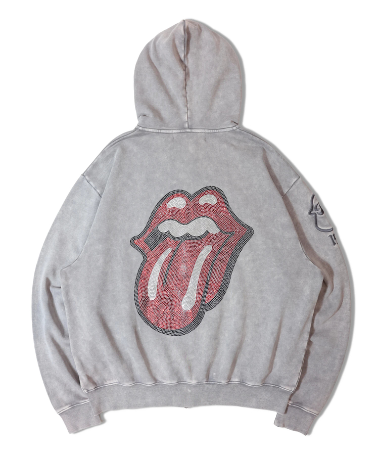 ウィンダンシー Rolling Stones 新品 XL パーカー フーディー The Rolling Stones×JACKROSE】 Lips&Tongue ラインストーンZIP