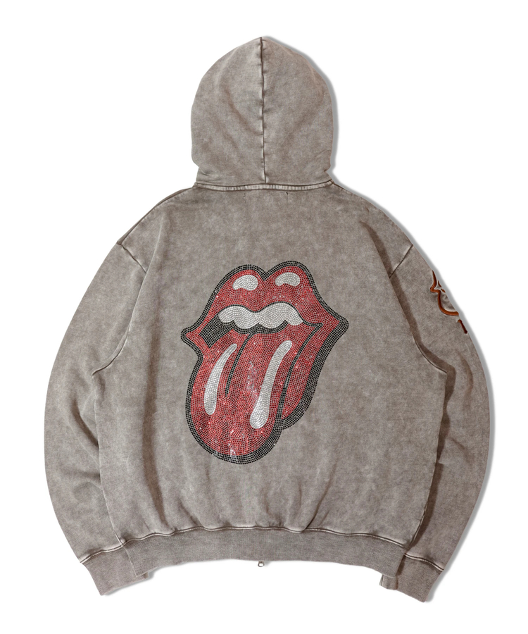 JACKROSE(ジャックローズ) |【The Rolling Stones×JACKROSE】 Lips&Tongue ラインストーンZIPパーカー(MENS)