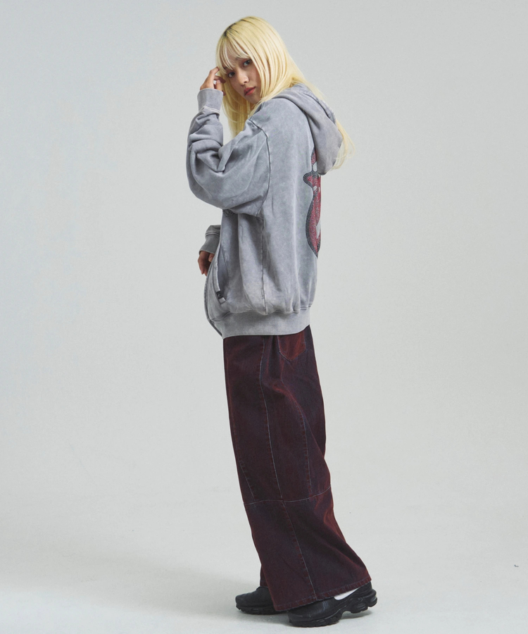 JACKROSE(ジャックローズ) |【The Rolling Stones×JACKROSE】 Lips&Tongue ラインストーンZIPパーカー(MENS)