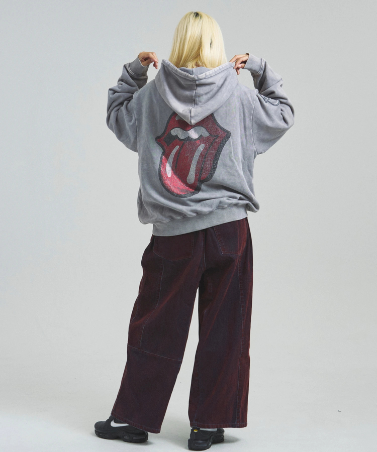 JACKROSE(ジャックローズ) |【The Rolling Stones×JACKROSE】 Lips&Tongue ラインストーンZIPパーカー(MENS)