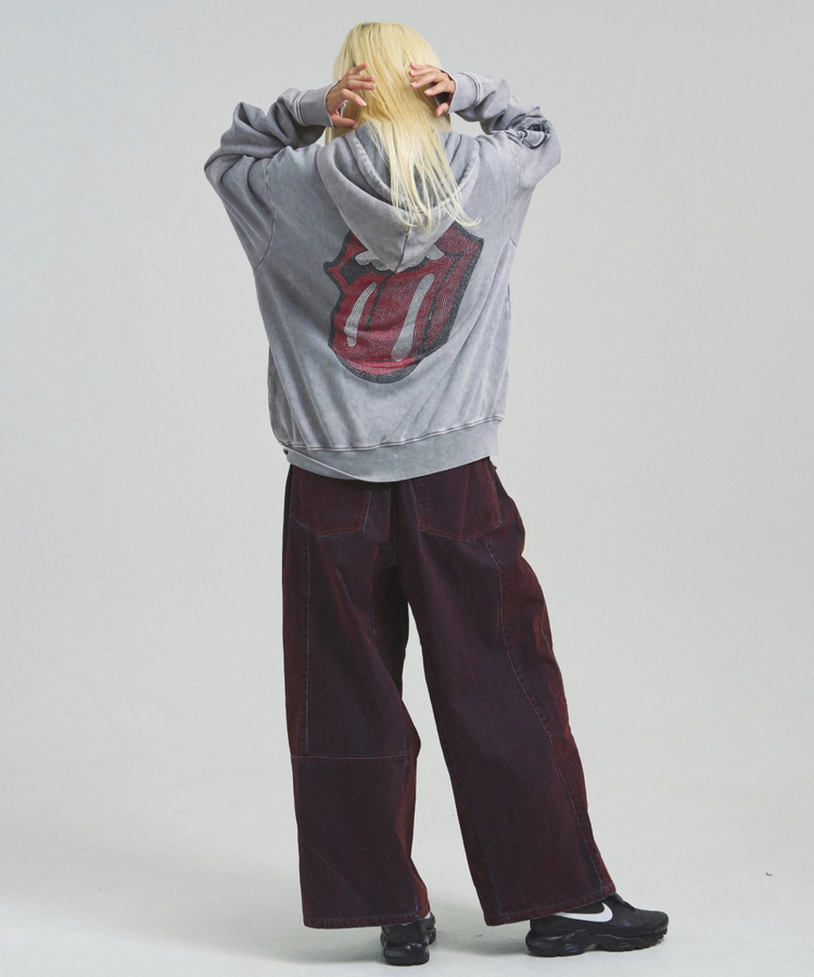 JACKROSE(ジャックローズ) |【The Rolling Stones×JACKROSE】 Lips&Tongue ラインストーンZIPパーカー(MENS)