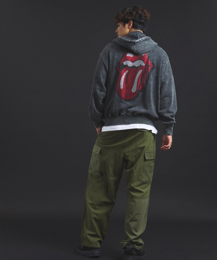 JACKROSE(ジャックローズ) |【The Rolling Stones×JACKROSE】 Lips&Tongue ラインストーンZIPパーカー(MENS)