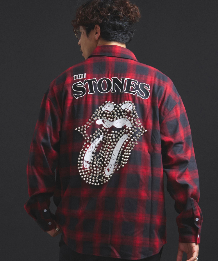 JACKROSE(ジャックローズ) |【The Rolling Stones×JACKROSE】 Lips&Tongue スタッズオンブレチェックシャツ(MENS)