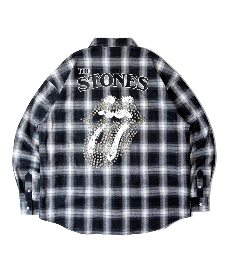 JACKROSE(ジャックローズ) |【The Rolling Stones×JACKROSE】 Lips&Tongue スタッズオンブレチェックシャツ(MENS)
