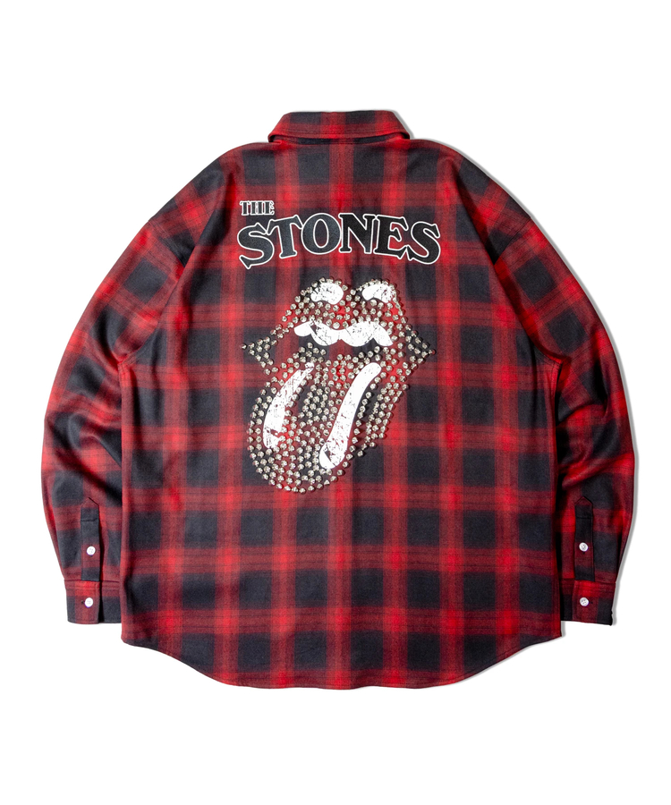 JACKROSE(ジャックローズ) |【The Rolling Stones×JACKROSE】 Lips&Tongue スタッズオンブレチェックシャツ(MENS)