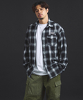 JACKROSE(ジャックローズ) |【The Rolling Stones×JACKROSE】 Lips&Tongue スタッズオンブレチェックシャツ(MENS)