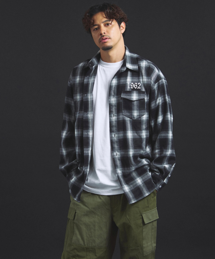JACKROSE(ジャックローズ) |【The Rolling Stones×JACKROSE】 Lips&Tongue スタッズオンブレチェックシャツ(MENS)
