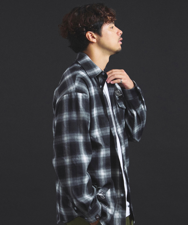 JACKROSE(ジャックローズ) |【The Rolling Stones×JACKROSE】 Lips&Tongue スタッズオンブレチェックシャツ(MENS)