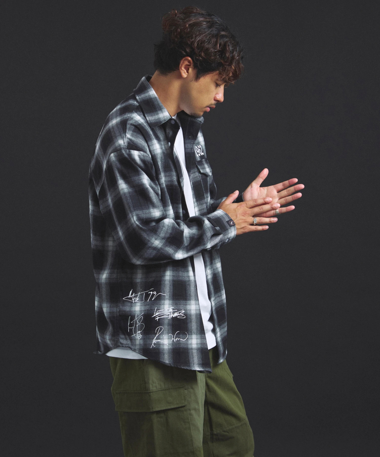 JACKROSE(ジャックローズ) |【The Rolling Stones×JACKROSE】 Lips&Tongue スタッズオンブレチェックシャツ(MENS)