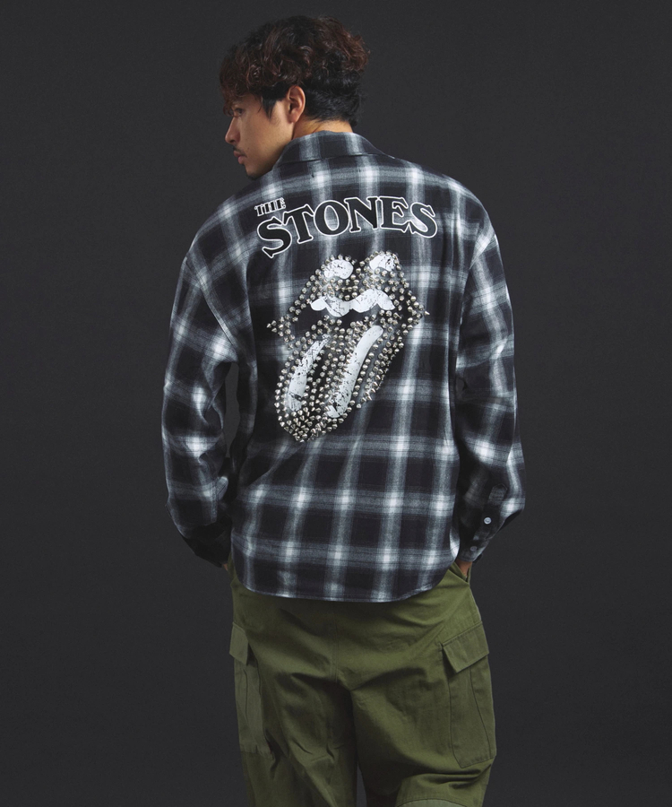 JACKROSE(ジャックローズ) |【The Rolling Stones×JACKROSE】 Lips&Tongue スタッズオンブレチェックシャツ(MENS)