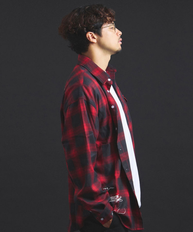 JACKROSE(ジャックローズ) |【The Rolling Stones×JACKROSE】 Lips&Tongue スタッズオンブレチェックシャツ(MENS)