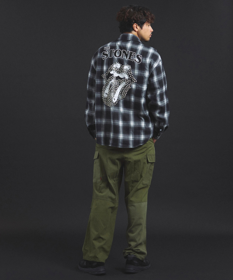 JACKROSE(ジャックローズ) |【The Rolling Stones×JACKROSE】 Lips&Tongue スタッズオンブレチェックシャツ(MENS)