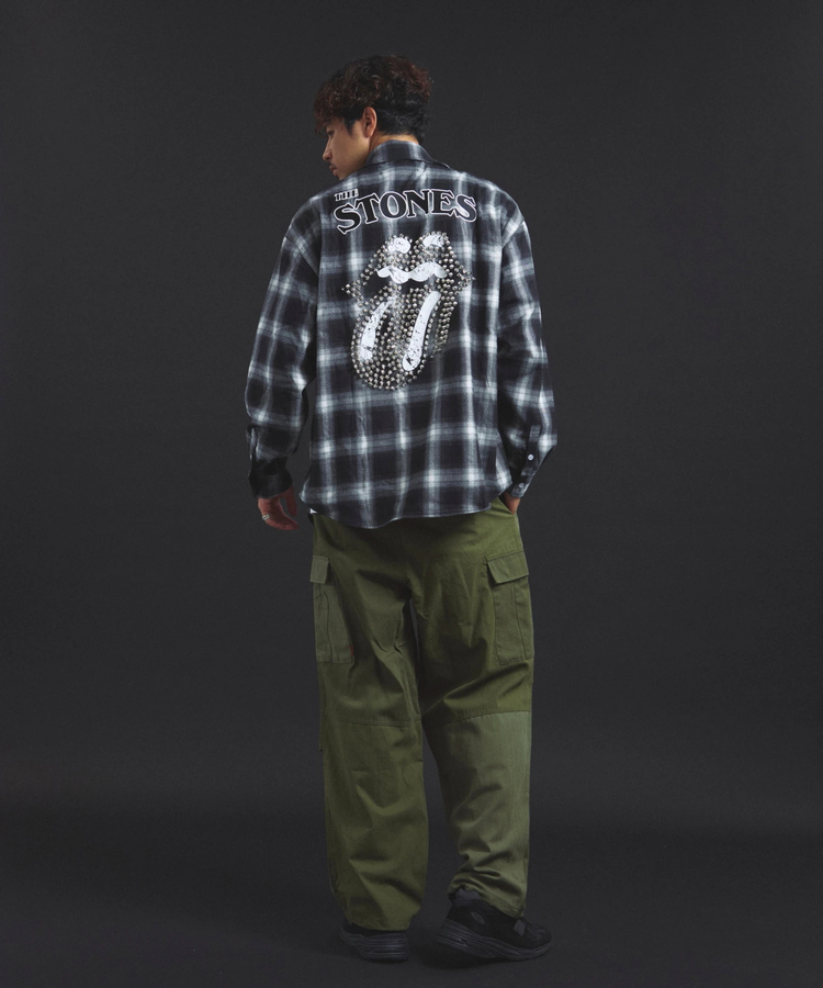 JACKROSE(ジャックローズ) |【The Rolling Stones×JACKROSE】 Lips&Tongue スタッズオンブレチェックシャツ(MENS)