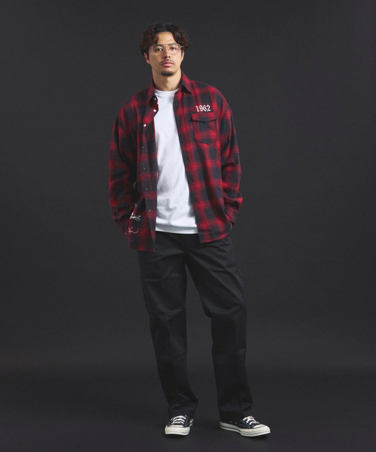 JACKROSE(ジャックローズ) |【The Rolling Stones×JACKROSE】 Lips&Tongue スタッズオンブレチェックシャツ(MENS)