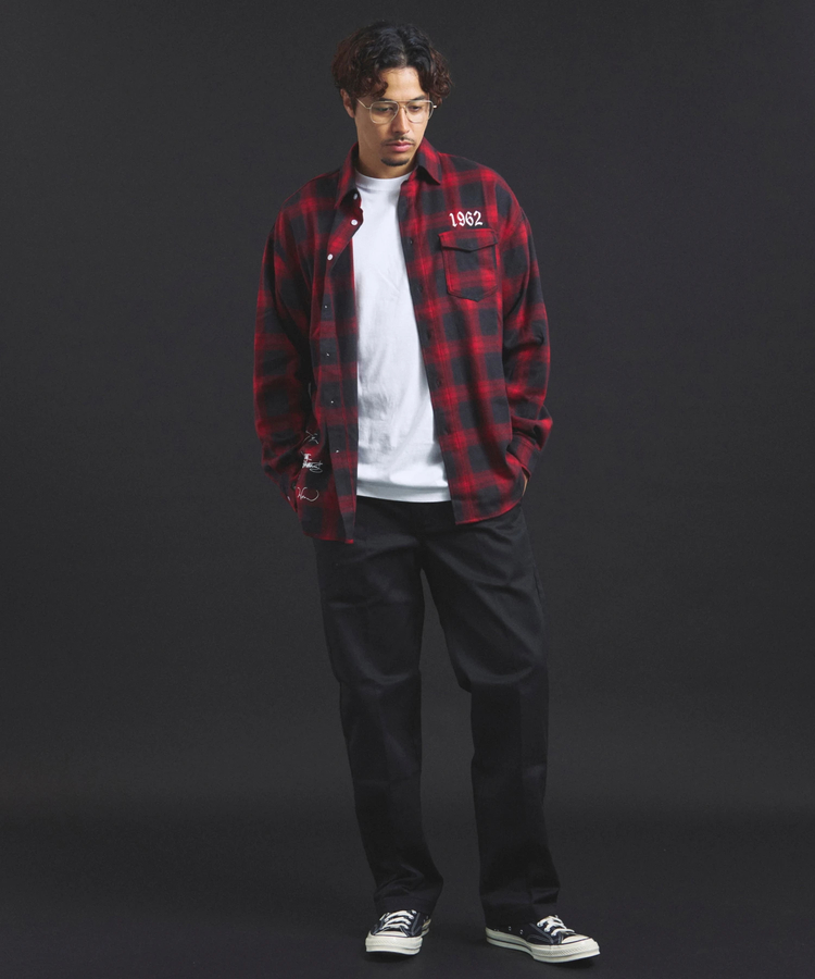 JACKROSE(ジャックローズ) |【The Rolling Stones×JACKROSE】 Lips&Tongue スタッズオンブレチェックシャツ(MENS)