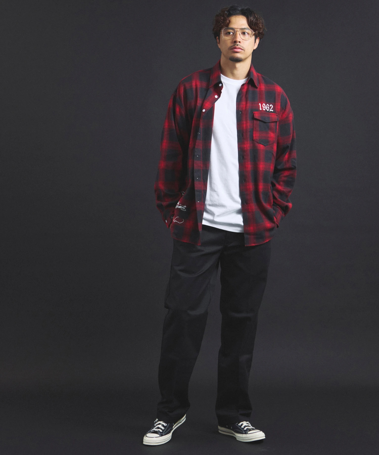 JACKROSE(ジャックローズ) |【The Rolling Stones×JACKROSE】 Lips&Tongue スタッズオンブレチェックシャツ(MENS)