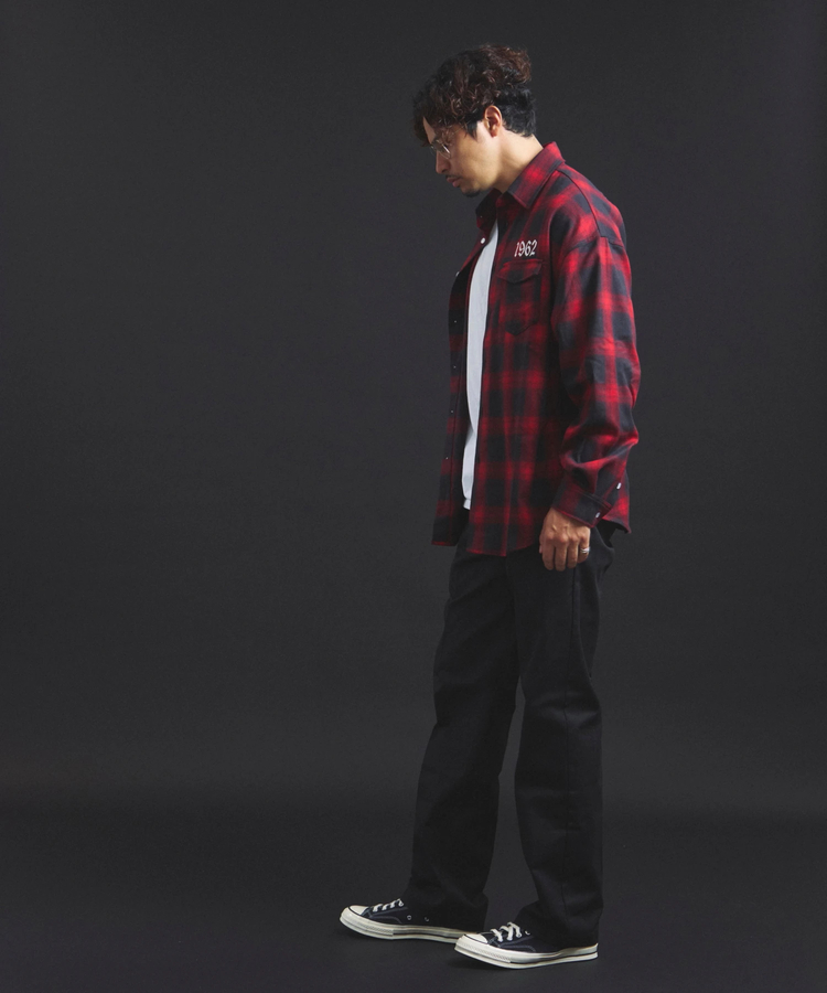 JACKROSE(ジャックローズ) |【The Rolling Stones×JACKROSE】 Lips&Tongue スタッズオンブレチェックシャツ(MENS)