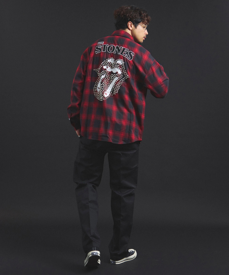 JACKROSE(ジャックローズ) |【The Rolling Stones×JACKROSE】 Lips&Tongue スタッズオンブレチェックシャツ(MENS)