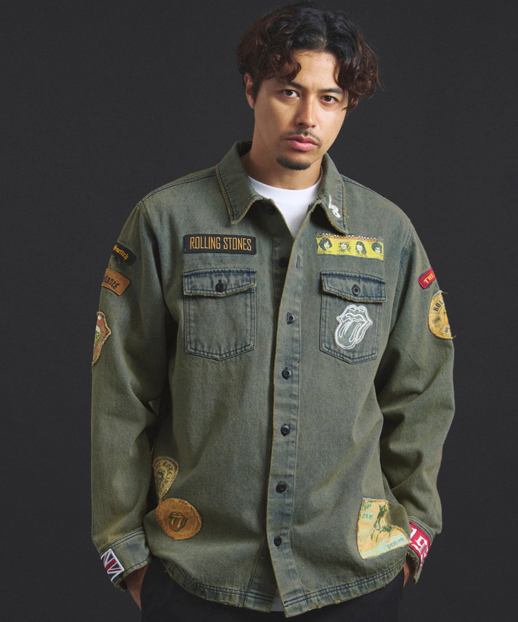 JACKROSE(ジャックローズ) |【The Rolling Stones×JACKROSE】 Lips&Tongue カットオフワッペンシャツJKT(MENS)