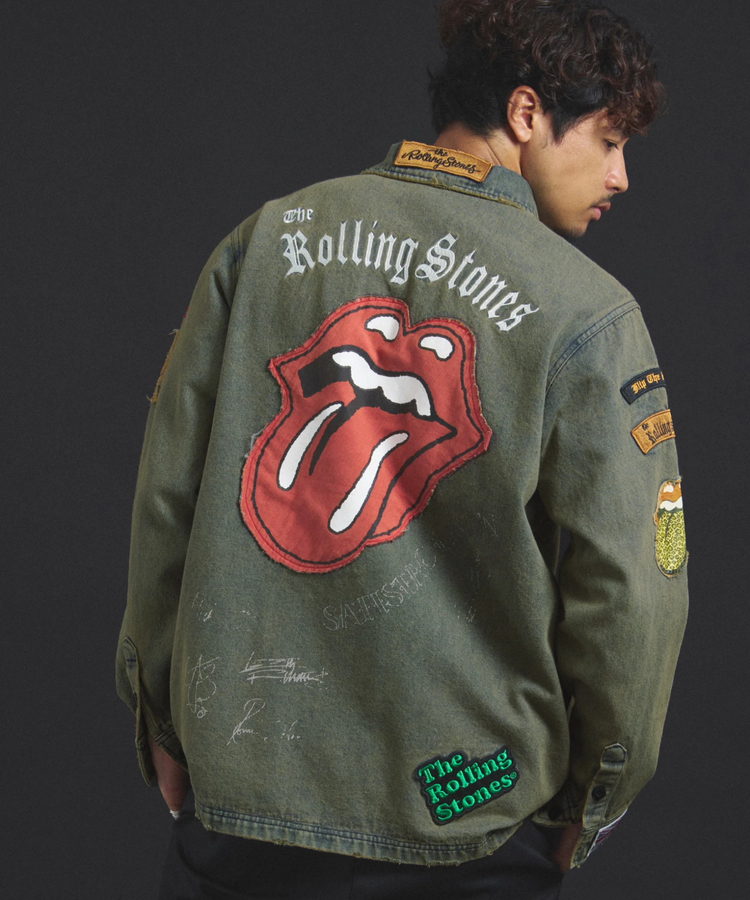 JACKROSE(ジャックローズ) |【The Rolling Stones×JACKROSE】 Lips&Tongue カットオフワッペンシャツJKT(MENS)