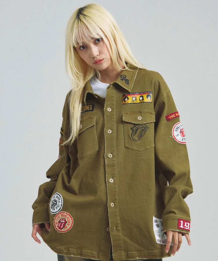 JACKROSE(ジャックローズ) |【The Rolling Stones×JACKROSE】 Lips&Tongue カットオフワッペンシャツJKT(MENS)