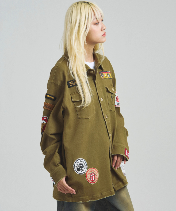 JACKROSE(ジャックローズ) |【The Rolling Stones×JACKROSE】 Lips&Tongue カットオフワッペンシャツJKT(MENS)