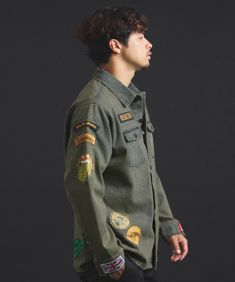 JACKROSE(ジャックローズ) |【The Rolling Stones×JACKROSE】 Lips&Tongue カットオフワッペンシャツJKT(MENS)