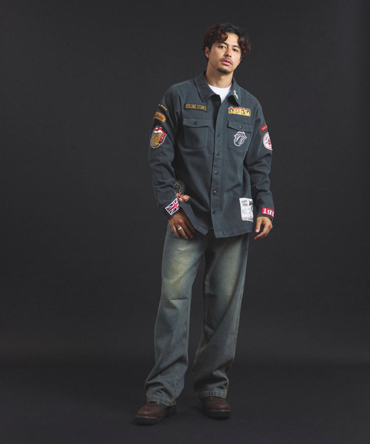 JACKROSE(ジャックローズ) |【The Rolling Stones×JACKROSE】 Lips&Tongue カットオフワッペンシャツJKT(MENS)