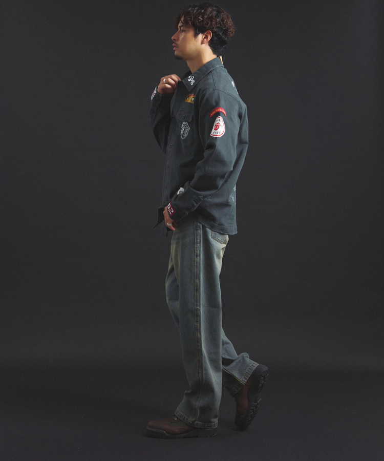 JACKROSE(ジャックローズ) |【The Rolling Stones×JACKROSE】 Lips&Tongue カットオフワッペンシャツJKT(MENS)