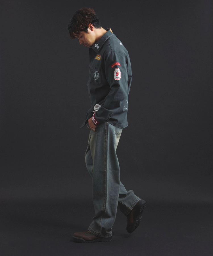 JACKROSE(ジャックローズ) |【The Rolling Stones×JACKROSE】 Lips&Tongue カットオフワッペンシャツJKT(MENS)