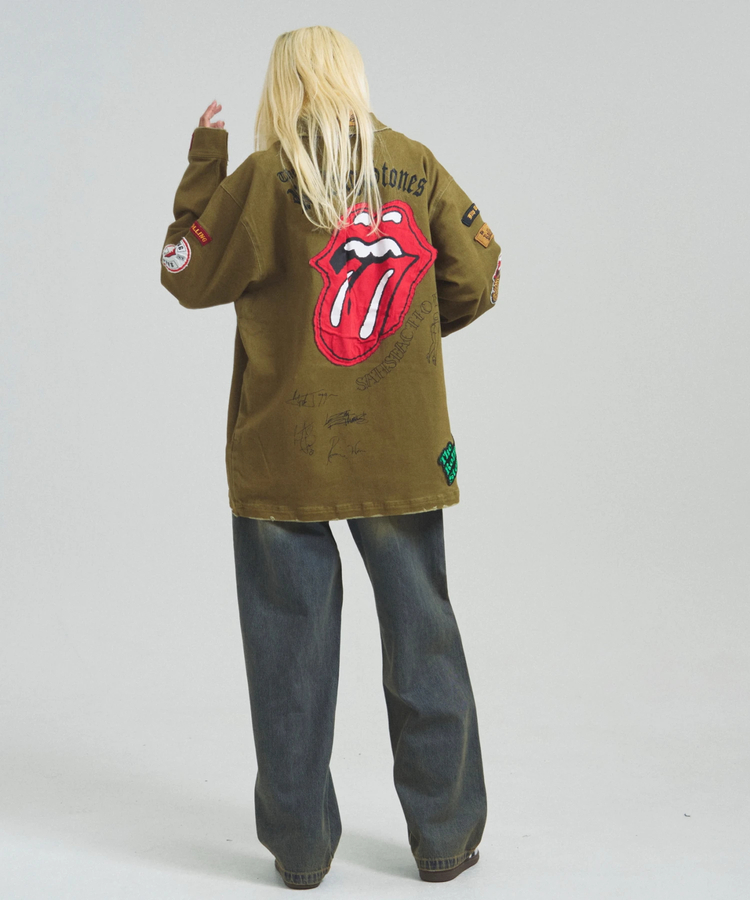 JACKROSE(ジャックローズ) |【The Rolling Stones×JACKROSE】 Lips&Tongue カットオフワッペンシャツJKT(MENS)