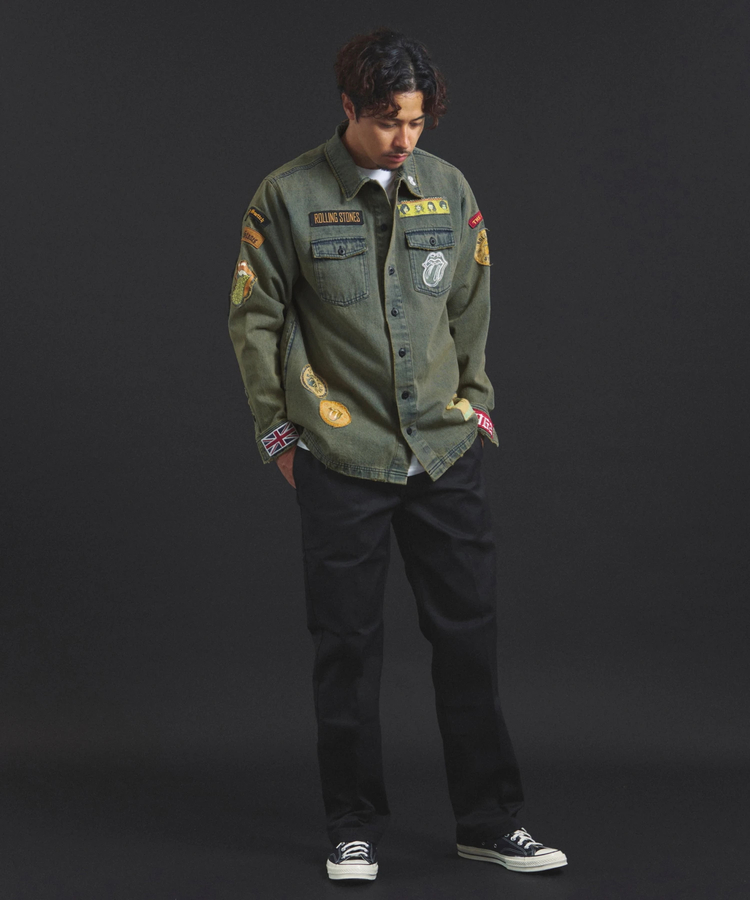 JACKROSE(ジャックローズ) |【The Rolling Stones×JACKROSE】 Lips&Tongue カットオフワッペンシャツJKT(MENS)