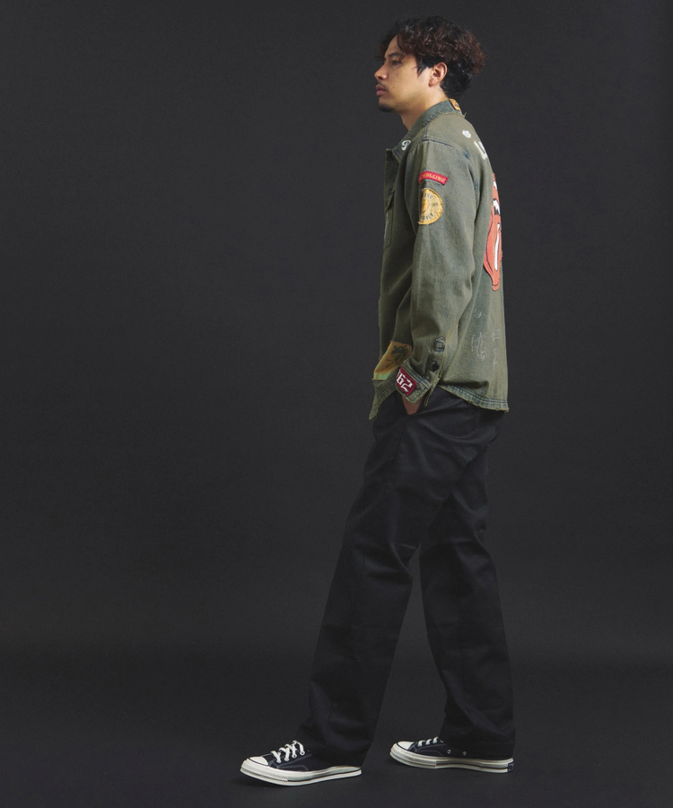 JACKROSE(ジャックローズ) |【The Rolling Stones×JACKROSE】 Lips&Tongue カットオフワッペンシャツJKT(MENS)