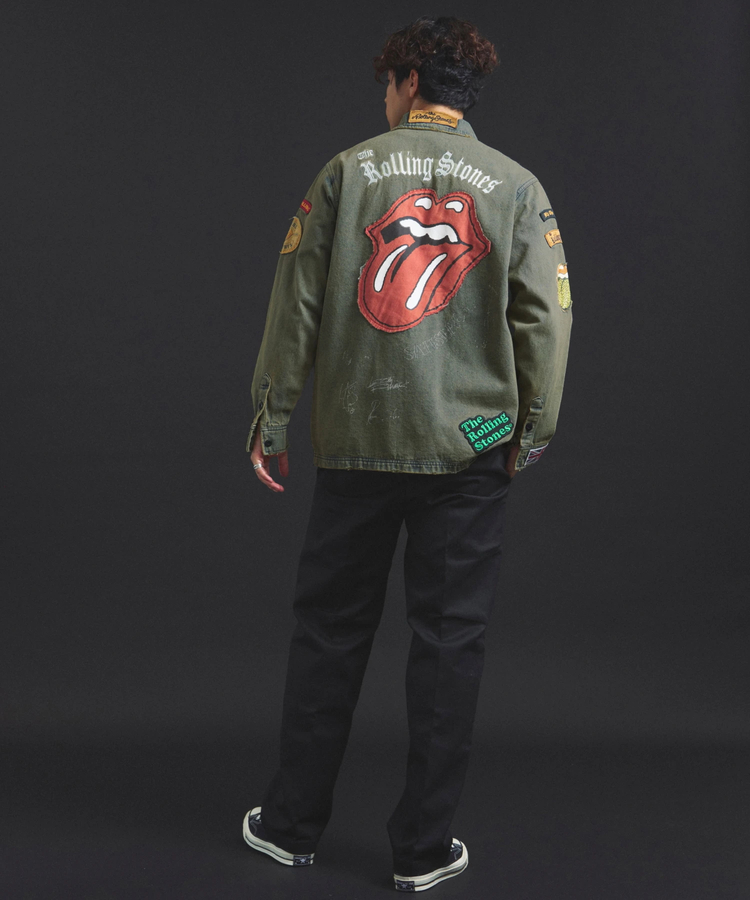 JACKROSE(ジャックローズ) |【The Rolling Stones×JACKROSE】 Lips&Tongue カットオフワッペンシャツJKT(MENS)