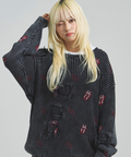 JACKROSE(ジャックローズ) |【The Rolling Stones×JACKROSE】 Lips&Tongue ダメージグランジニット(MENS)