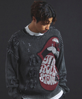 JACKROSE(ジャックローズ) |【The Rolling Stones×JACKROSE】 Lips&Tongue ダメージグランジニット(MENS)