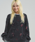 JACKROSE(ジャックローズ) |【The Rolling Stones×JACKROSE】 Lips&Tongue ダメージグランジニット(MENS)