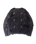 JACKROSE(ジャックローズ) |【The Rolling Stones×JACKROSE】 Lips&Tongue ダメージグランジニット(MENS)
