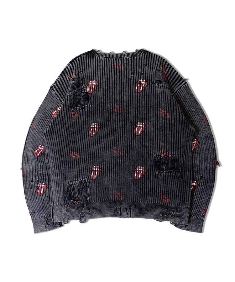 JACKROSE(ジャックローズ) |【The Rolling Stones×JACKROSE】 Lips&Tongue ダメージグランジニット(MENS)